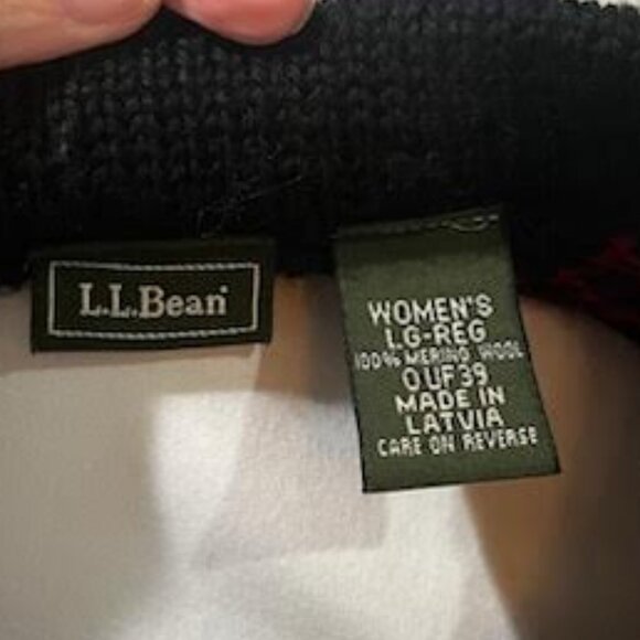 LL Bean 100% Merino Wool Button Down Patterned Knit Cardigan Sweater Women's L - Picture 6 of 6
